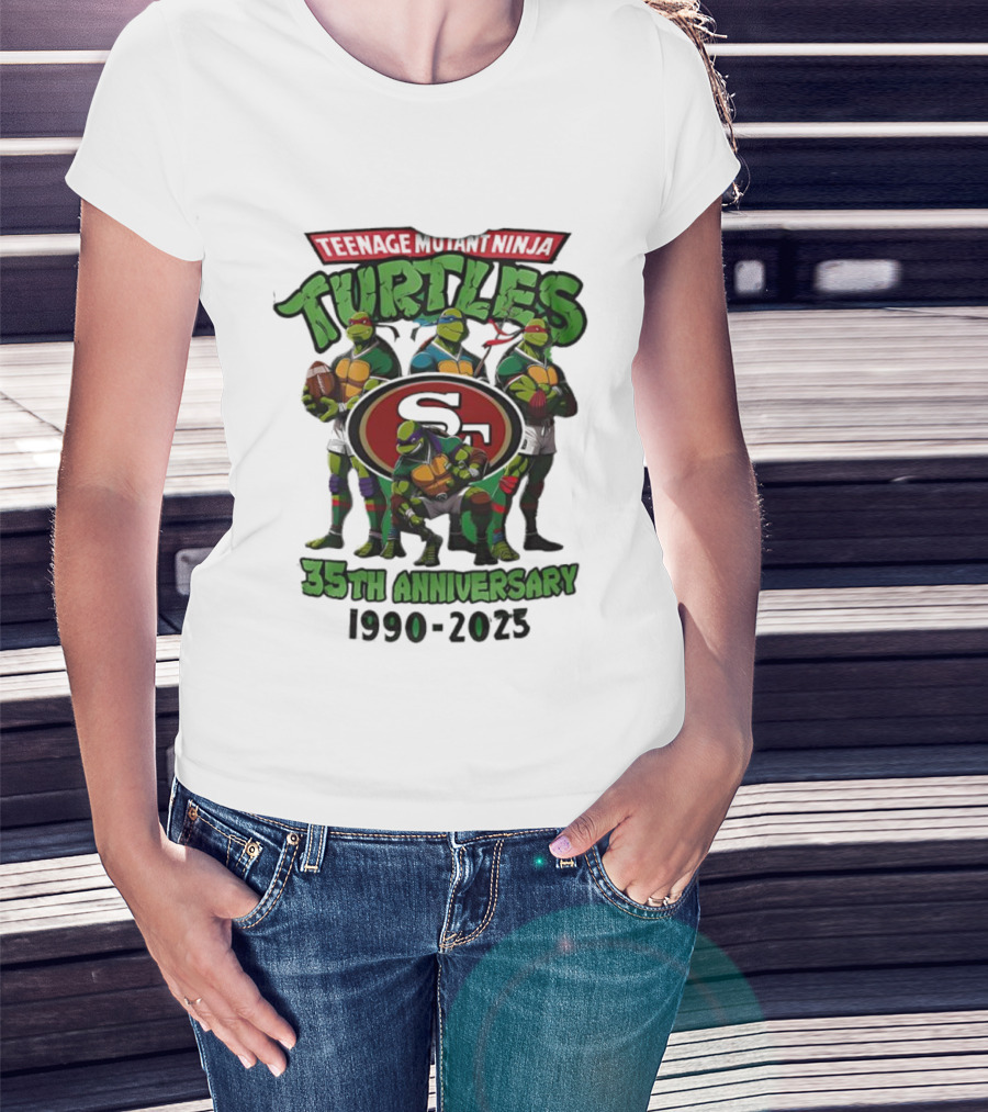 Teenage Mutant Ninja Turtles 35th Anniversary 1990-2023 San Francisco 49ers Collaboration T-Shirt