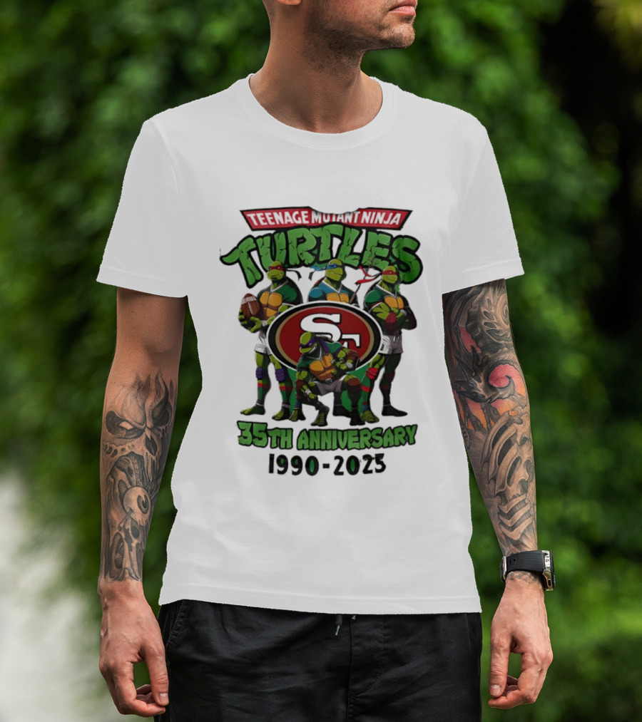 Teenage Mutant Ninja Turtles 35th Anniversary 1990-2023 San Francisco 49ers Collaboration T-Shirt