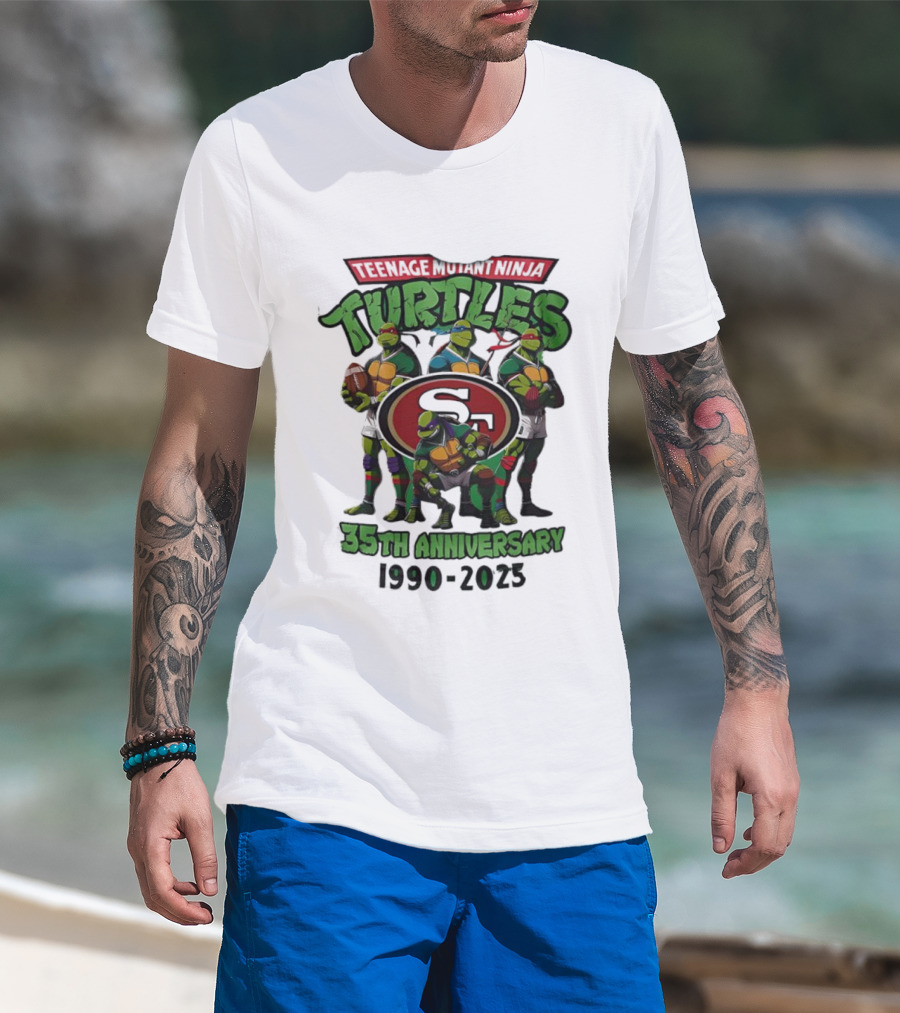 Teenage Mutant Ninja Turtles 35th Anniversary 1990-2023 San Francisco 49ers Collaboration T-Shirt