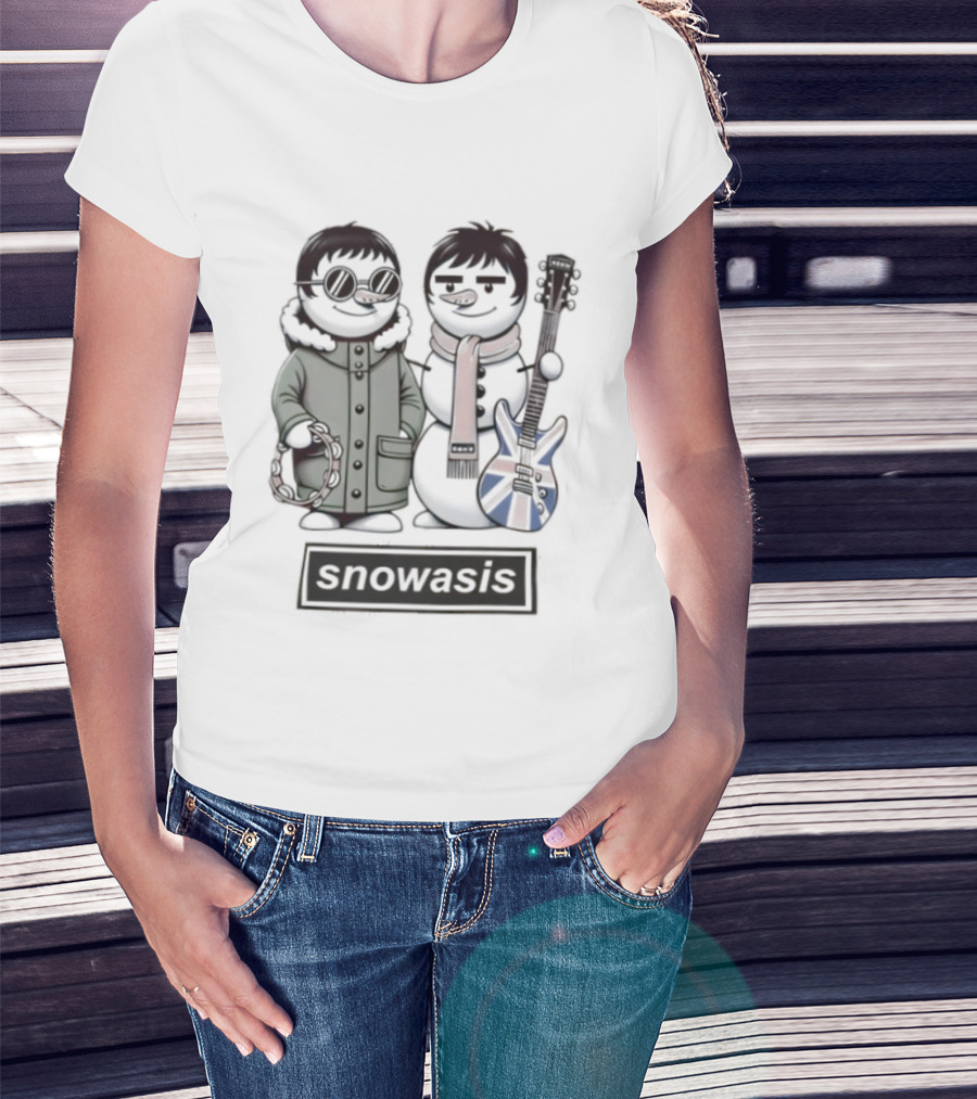 Snowasis Oasis Xmas Christmas Noel Rock Band Festive Holiday Sweater T-Shirt
