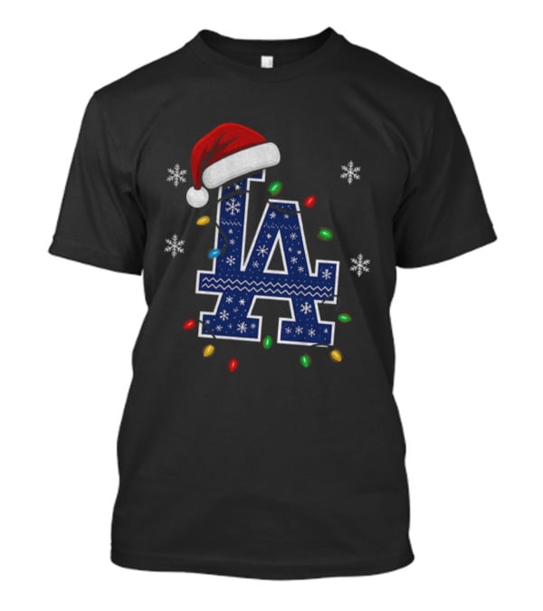Los Angeles Dodgers Christmas Light Bulb Santa Hat World Series 2025 T-Shirt