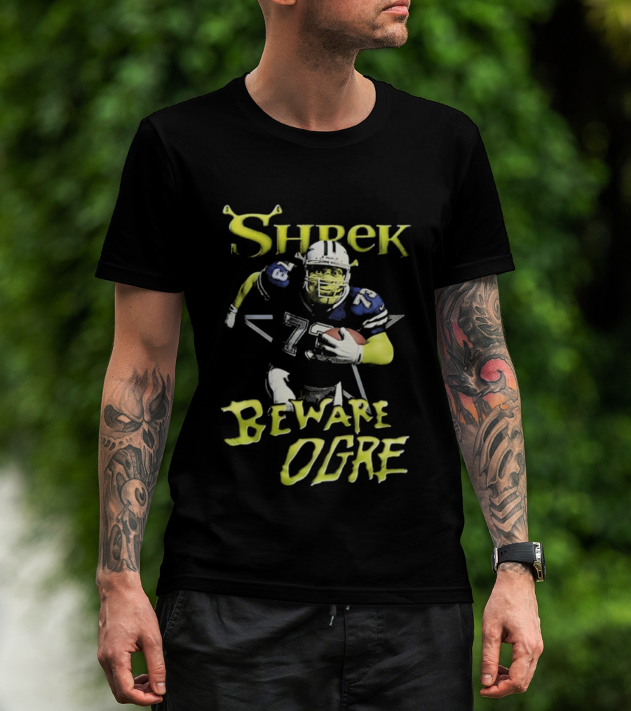 Shrek NFL Beware Ogre Dallas Cowboys 77 Football T-Shirt