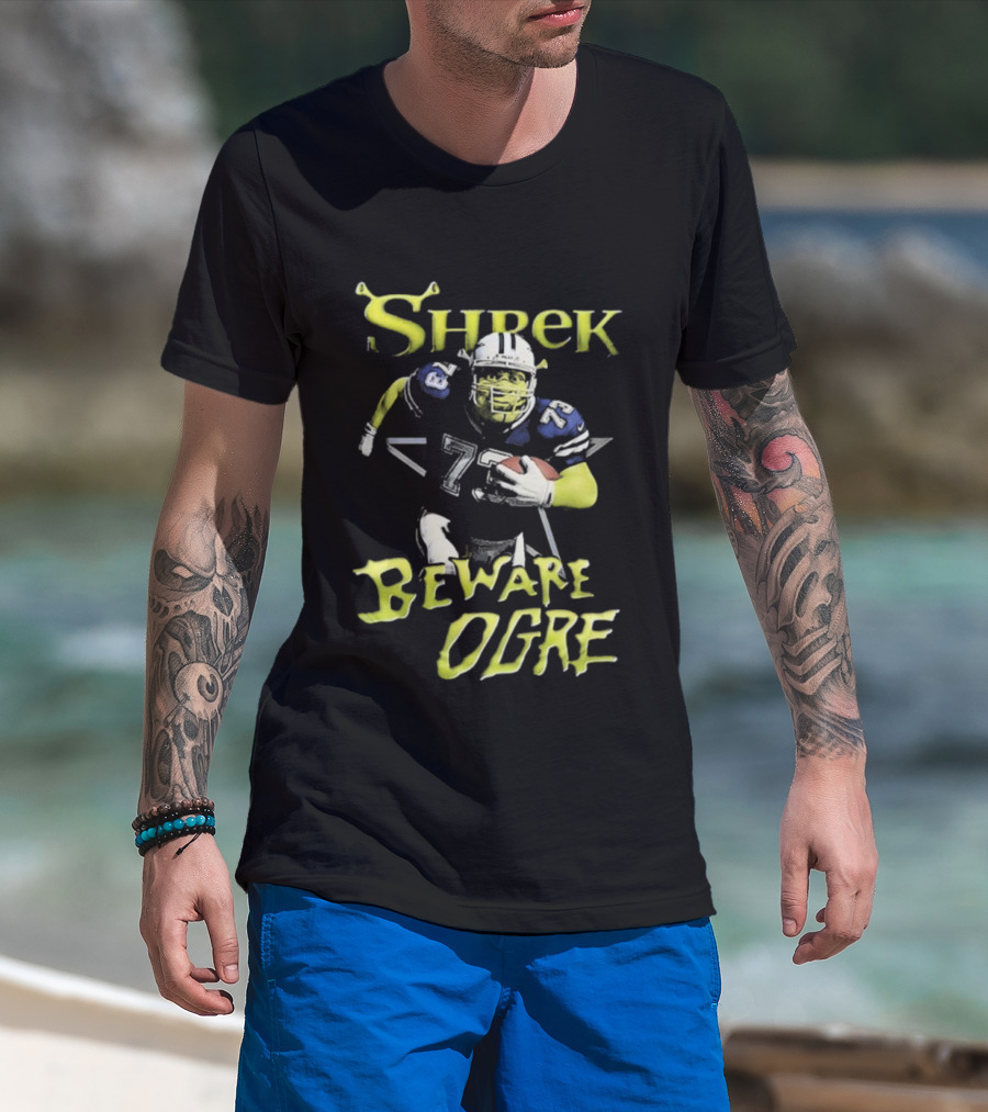 Shrek NFL Beware Ogre Dallas Cowboys 77 Football T-Shirt