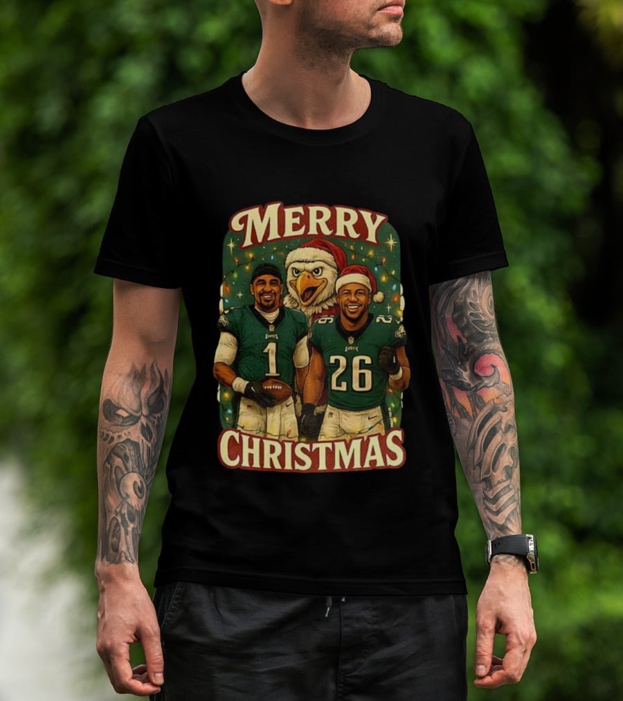 Merry Christmas Jalen Hurts Saquon Barkley Philadelphia Eagles T-Shirt