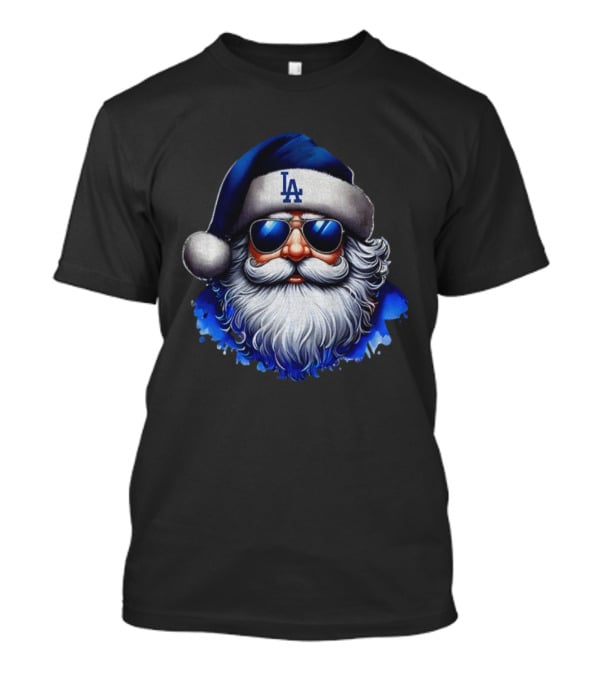 Santa Claus Big Face LA Dodgers MLB Baseball Christmas 2025 T-Shirt