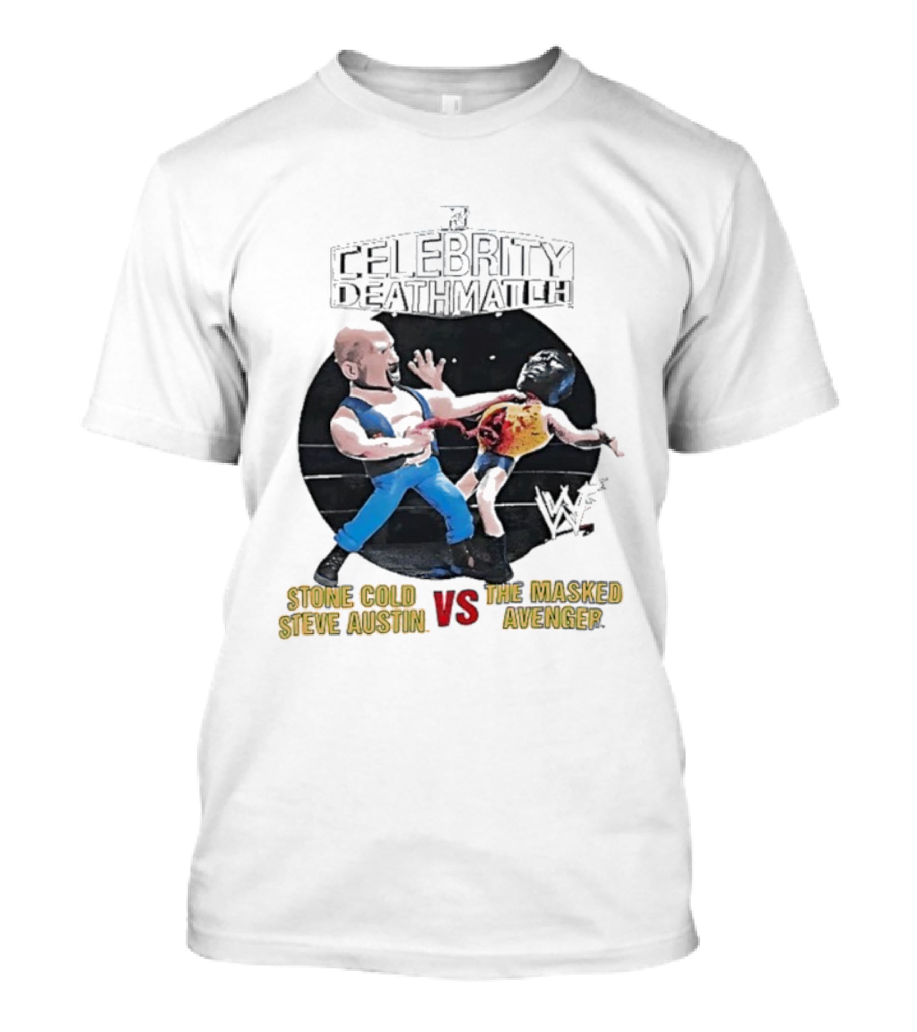 MTV Celebrity Deathmatch Stone Cold Steve Austin VS The Masked Avenger Showdown T-Shirt