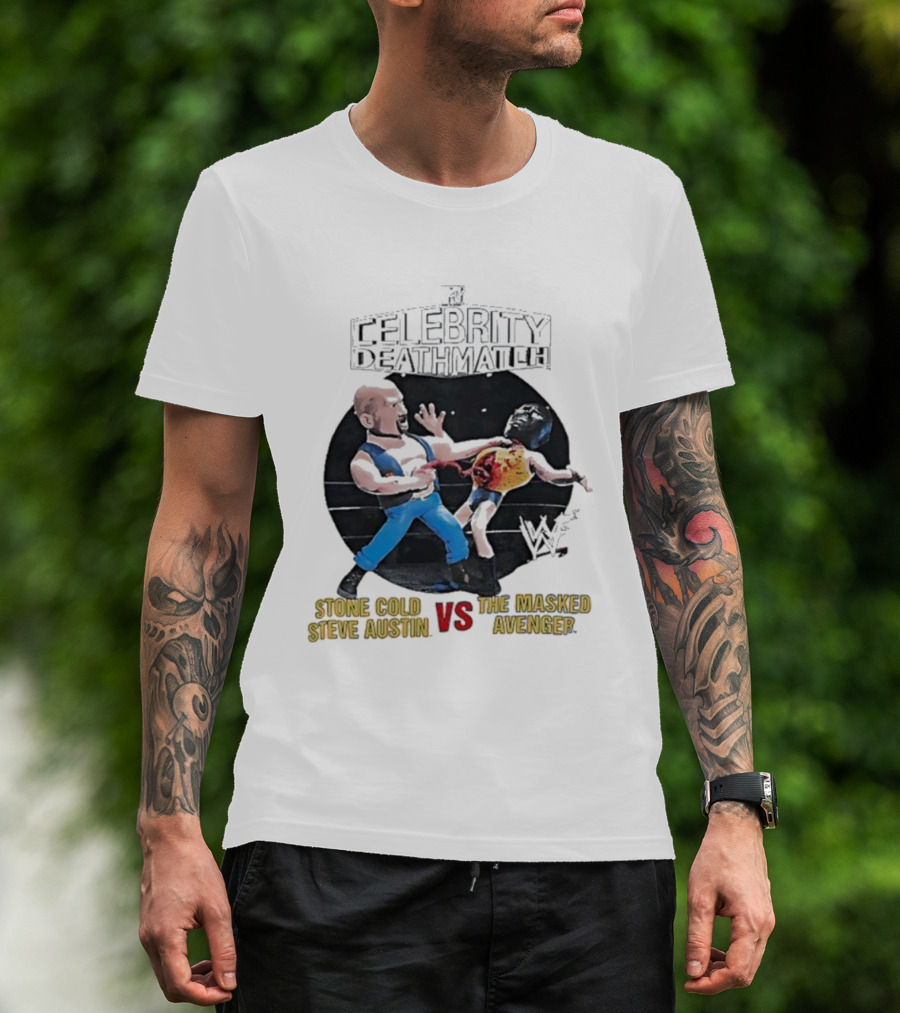 MTV Celebrity Deathmatch Stone Cold Steve Austin VS The Masked Avenger Showdown T-Shirt