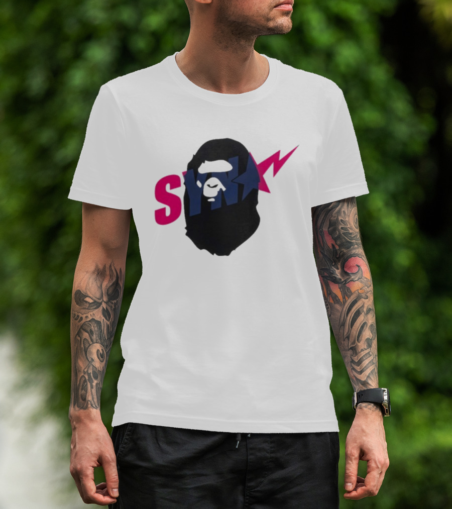 SYN Syna Synning Bape Ape Head Lightning Bold Hip-Hop Streetwear T-Shirt