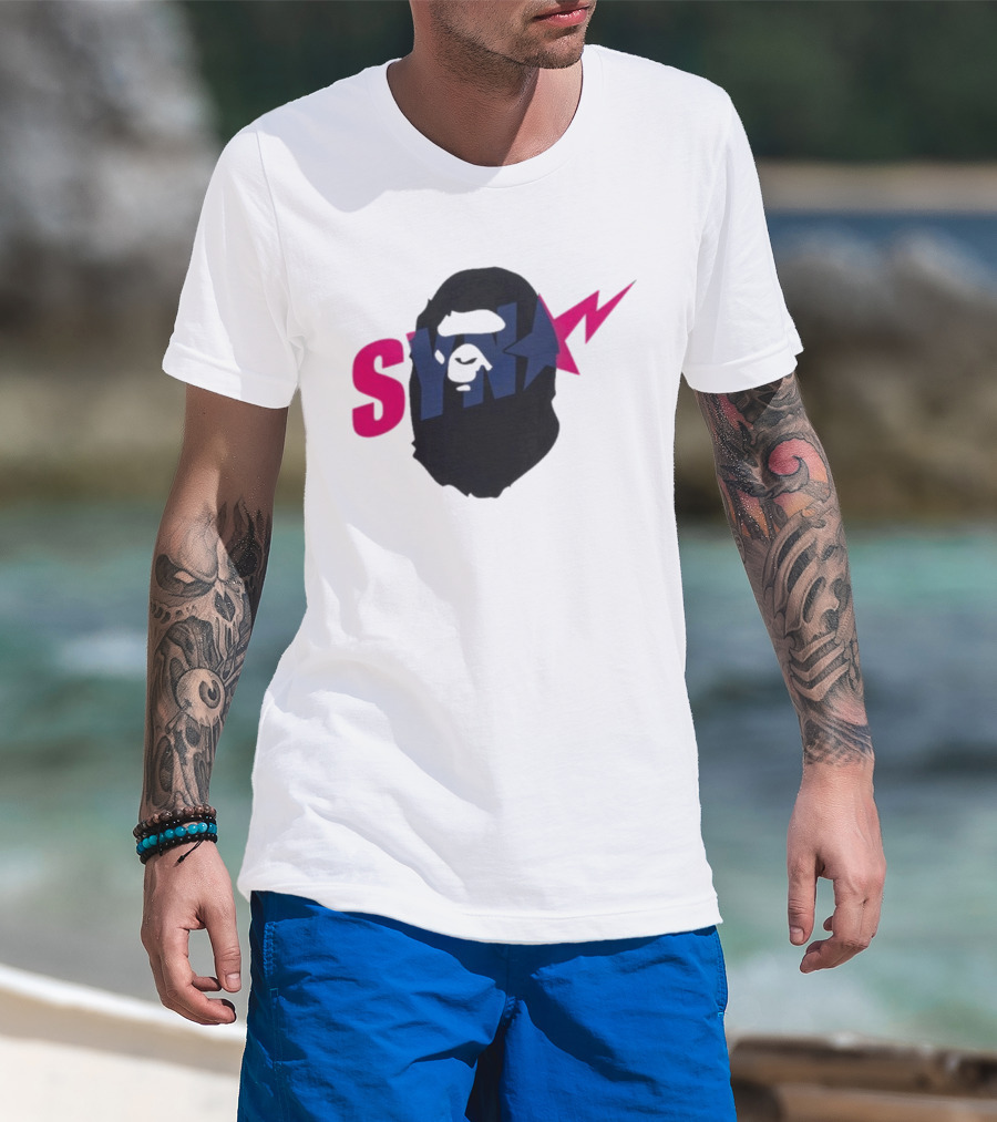 SYN Syna Synning Bape Ape Head Lightning Bold Hip-Hop Streetwear T-Shirt