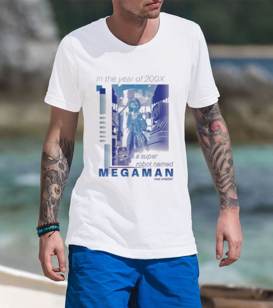 Mega Man In The Year Of 200X A Super Robot Named Mega Man Retro Gaming T-Shirt