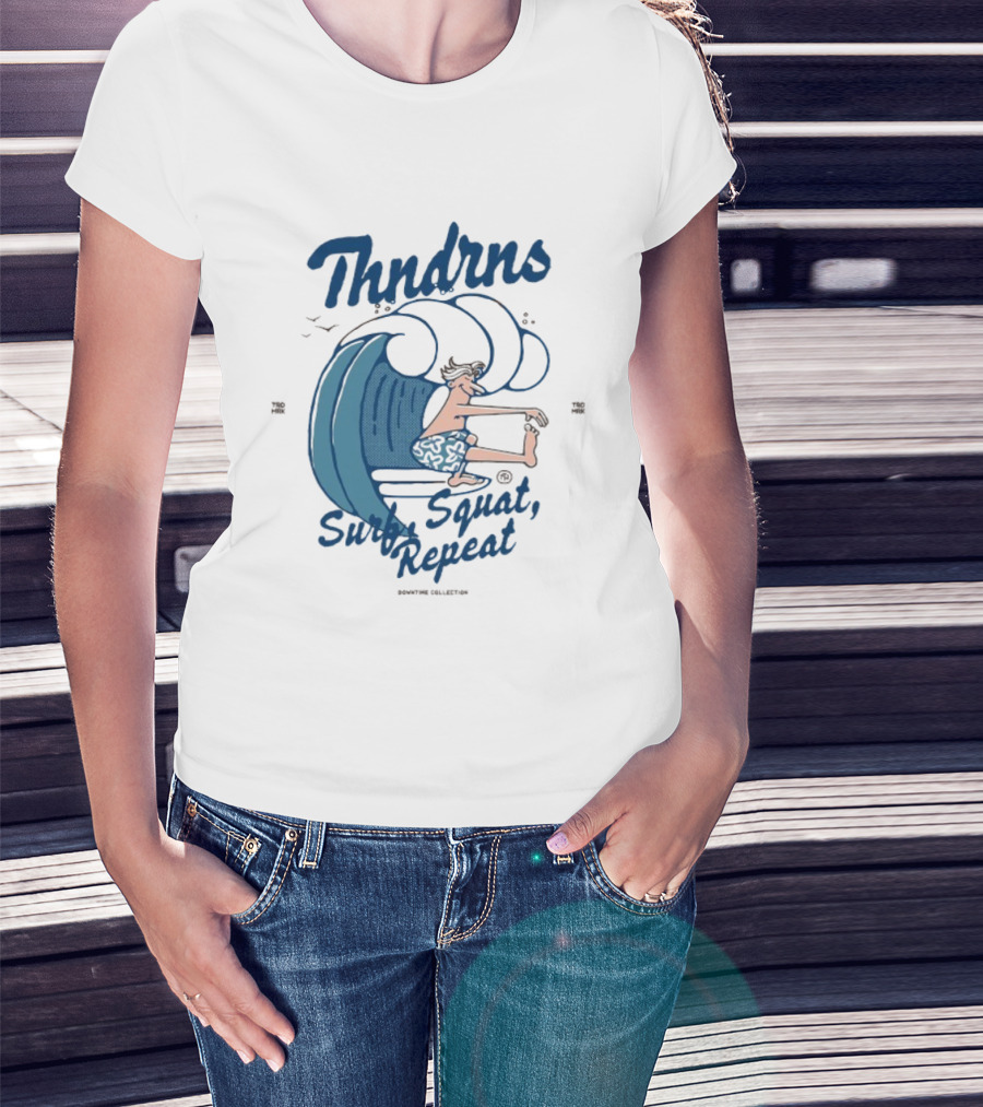 Thndrns Surf Squat Repeat Wave Action T-Shirt
