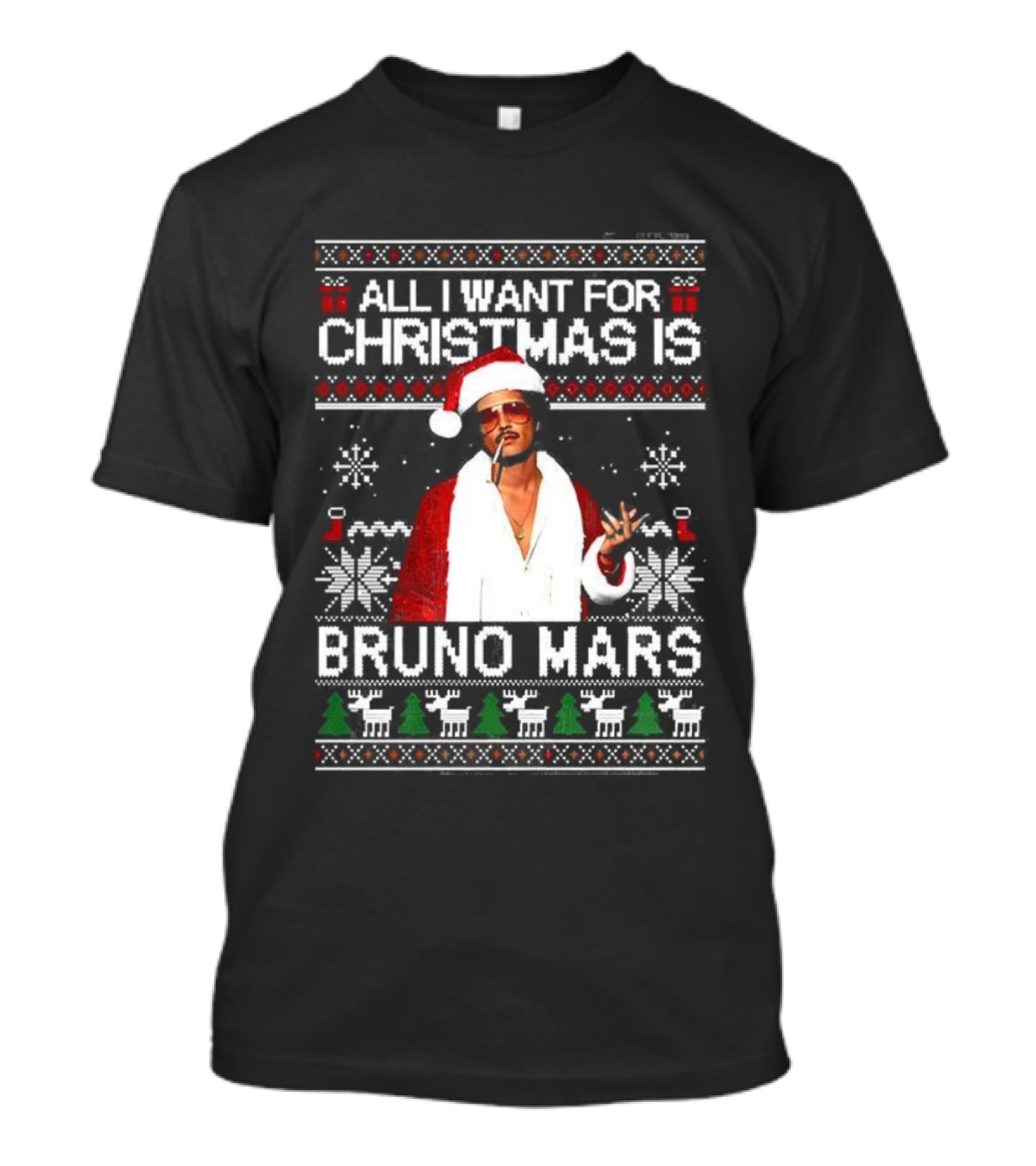 All I Want For Christmas Is Bruno Mars Ugly Sweater T-Shirt
