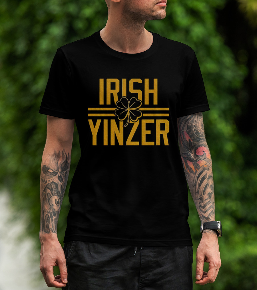 Irish Yinzer Shamrock Pittsburgh St Patricks Day 412 Yinzer Nation Steel City Football T-Shirt