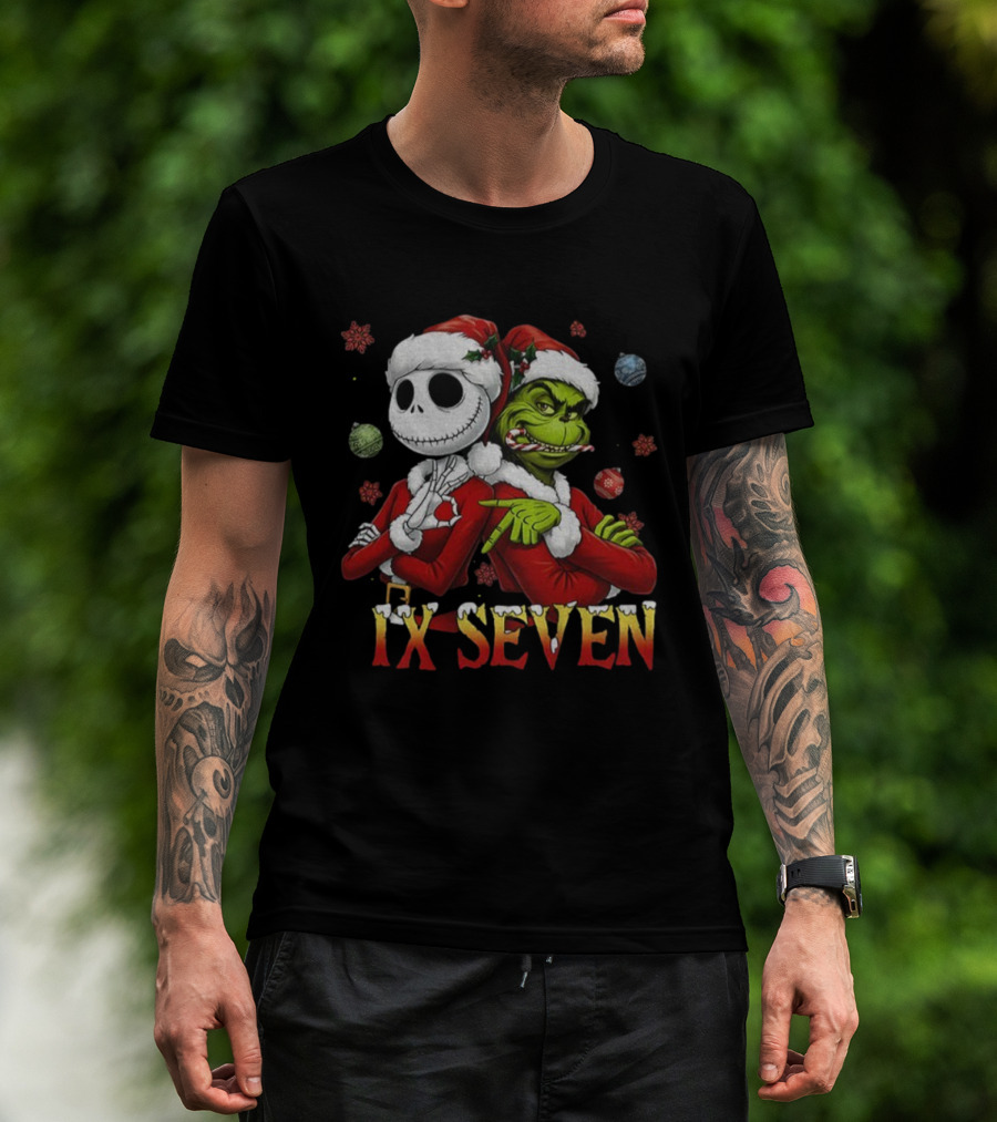 Jack Skellington Grinch IX Seven Santa Christmas Meme T-Shirt
