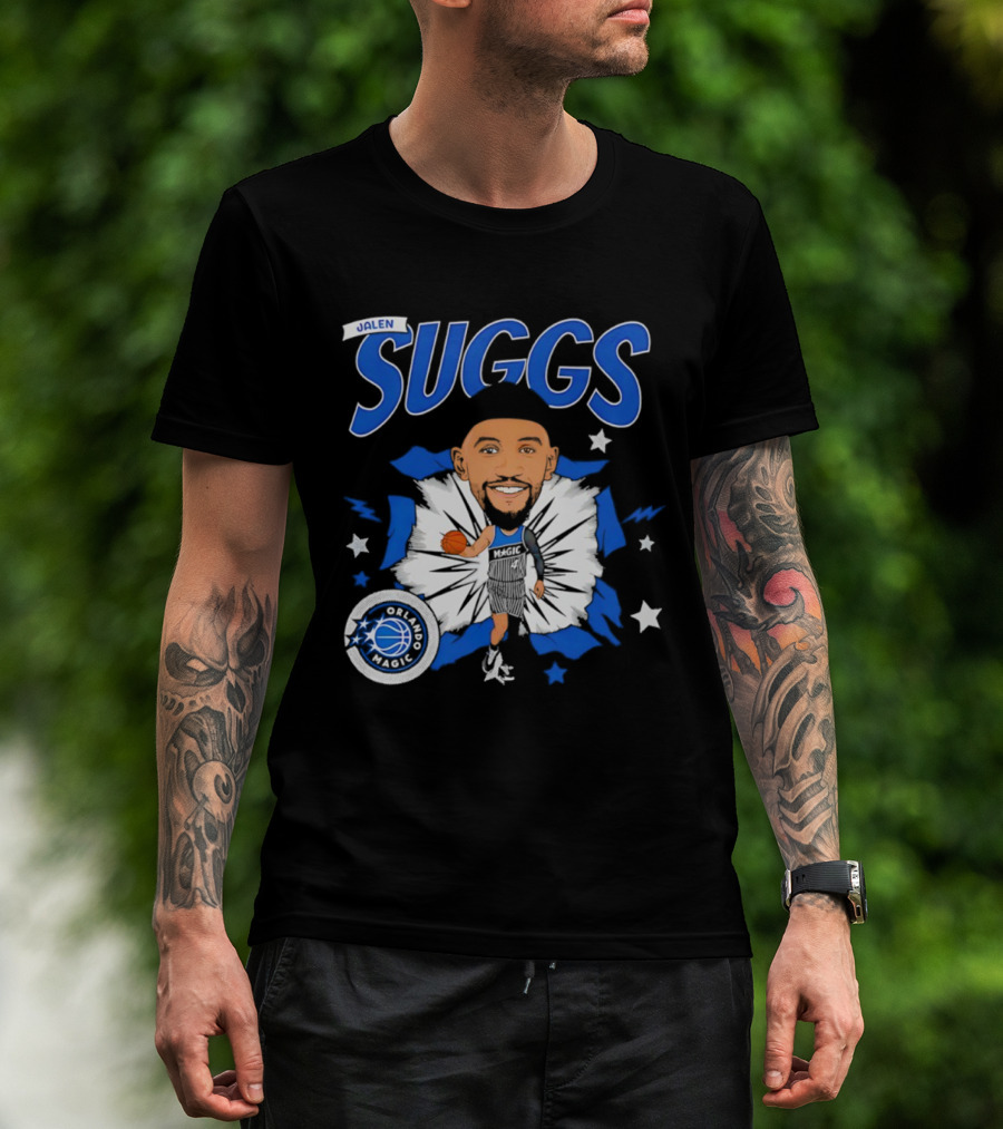 Jalen Suggs Orlando Magic Basketball Starburst Caricature T-Shirt