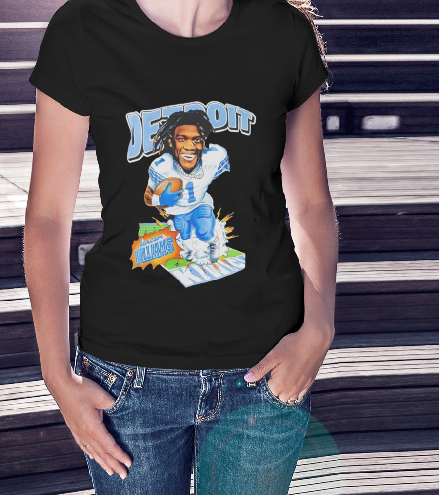 Jameson Williams Detroit Lions NFL Football Caricature Starburst T-Shirt