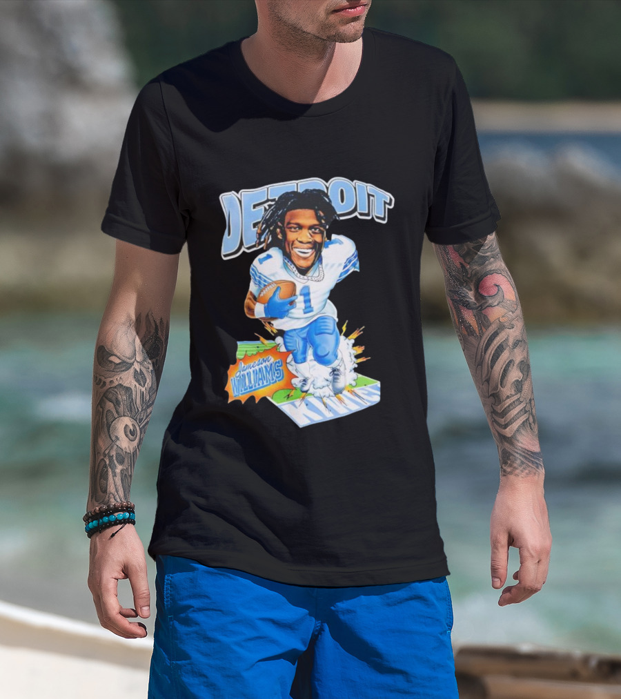 Jameson Williams Detroit Lions NFL Football Caricature Starburst T-Shirt