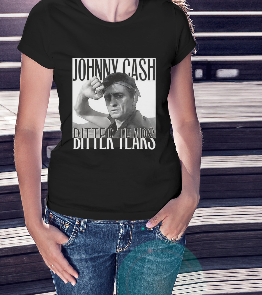Johnny Cash Bitter Tears Monochrome Illustration T-Shirt