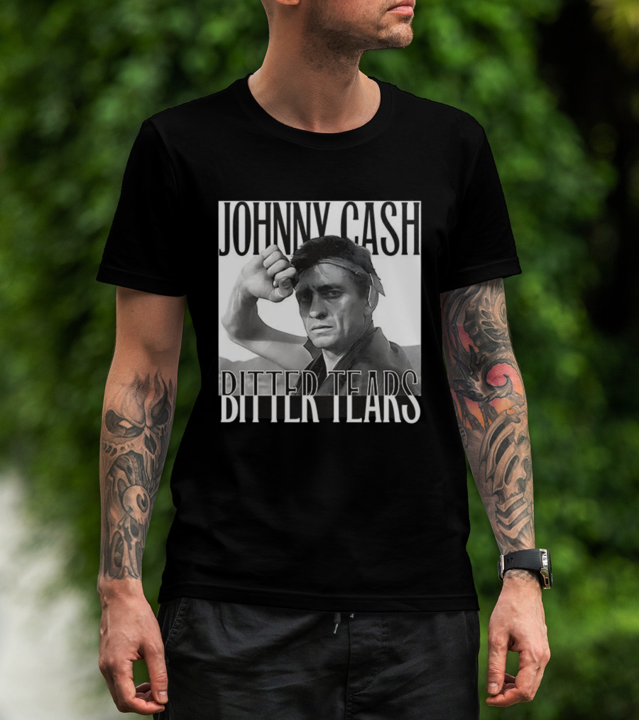 Johnny Cash Bitter Tears Monochrome Illustration T-Shirt