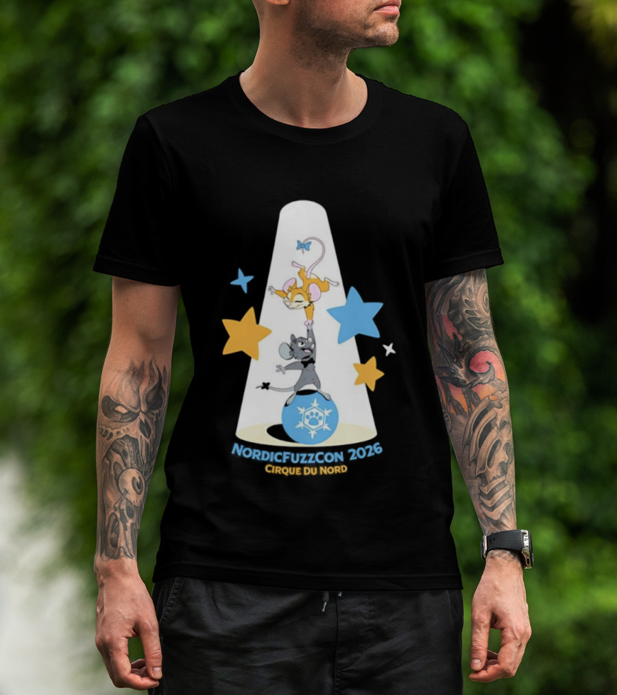 NordicFuzzCon 2026 Cirque Du Nord Mice Balancing Act Stars T-Shirt