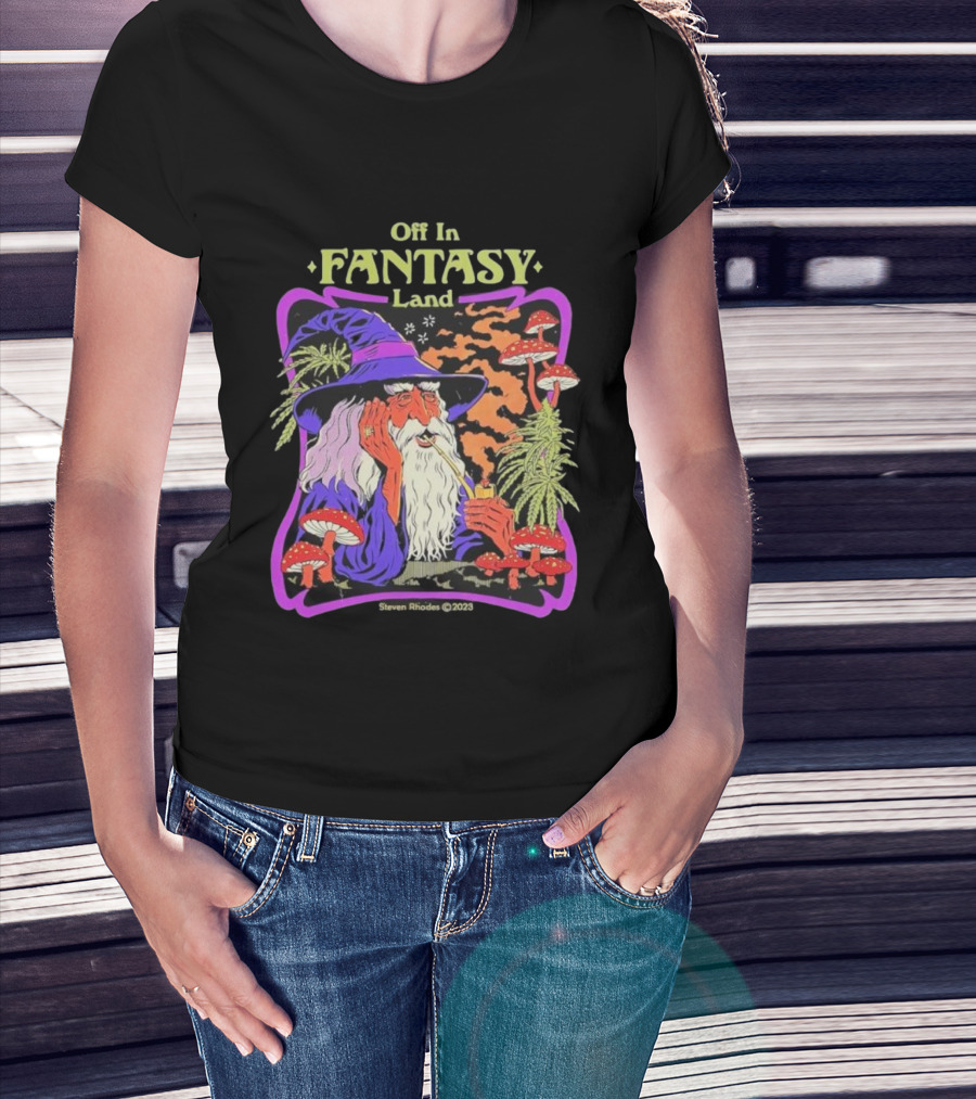 Off In Fantasy Land Wizard Steven Rhodes 2023 T-Shirt
