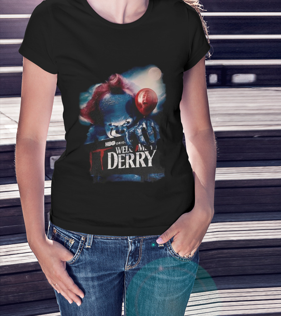 HBO Original IT Pennywise Clown Welcome To Derry Horror Balloons T-Shirt
