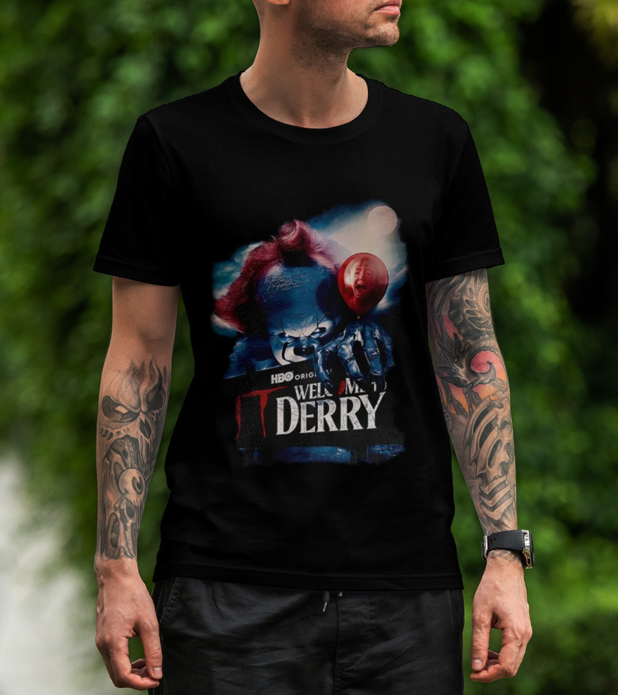HBO Original IT Pennywise Clown Welcome To Derry Horror Balloons T-Shirt