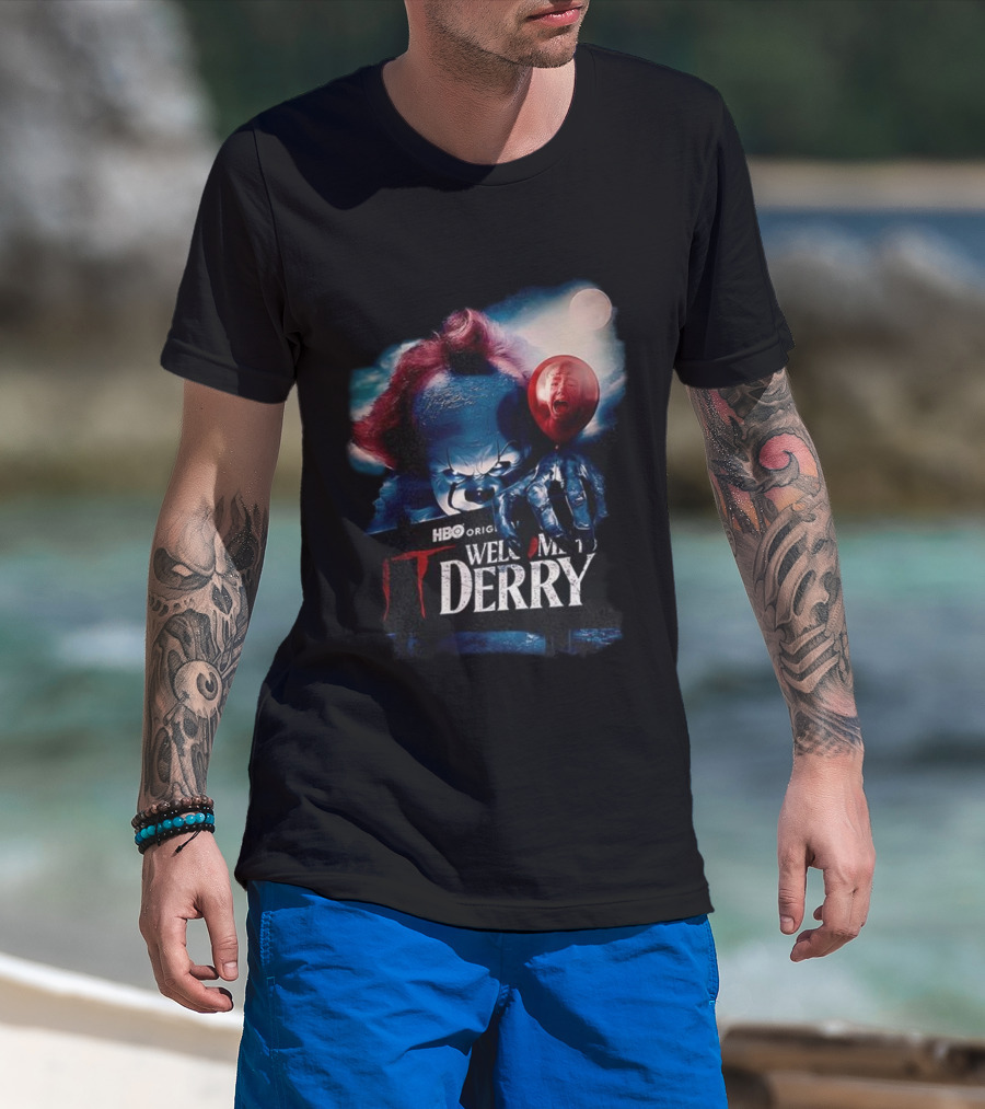 HBO Original IT Pennywise Clown Welcome To Derry Horror Balloons T-Shirt