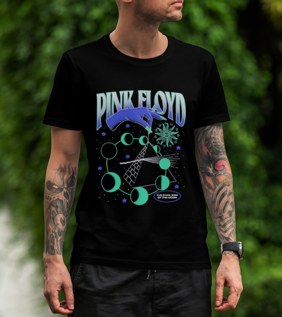 Pink Floyd The Dark Side Of The Moon Pyramid And Hand Graphic T-Shirt
