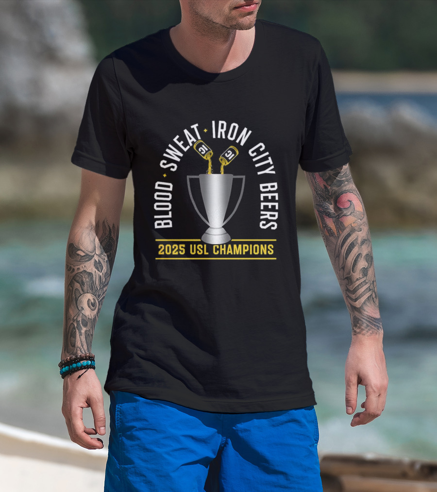 Pittsburgh Riverhounds Blood Sweat Iron City Beers 2025 USL Champions T-Shirt