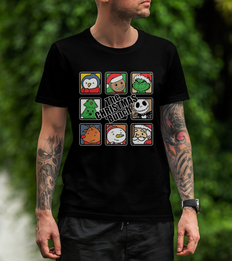 The Christmas Bunch Penguin Gingerbread Grinch Tree Skeleton Reindeer Snowman Santa T-Shirt