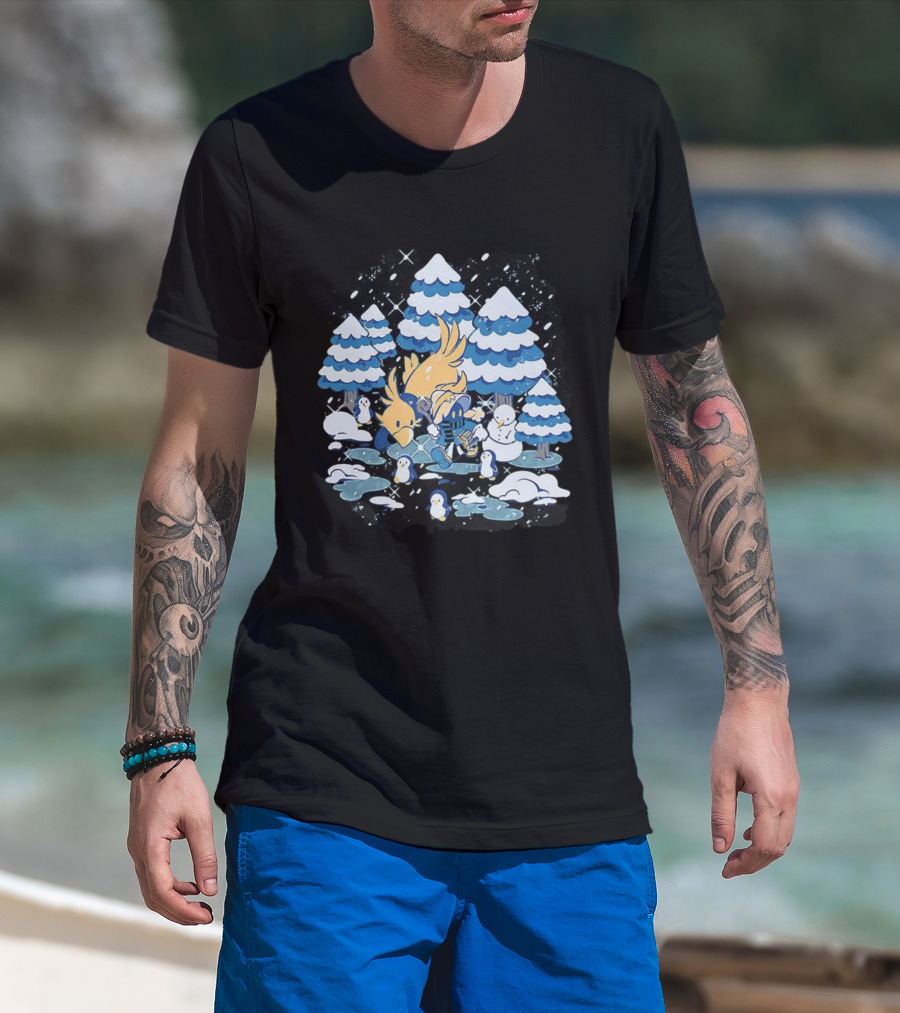 Vivi Ornitier Chocobo Final Fantasy Winter Wonderland Scene T-Shirt