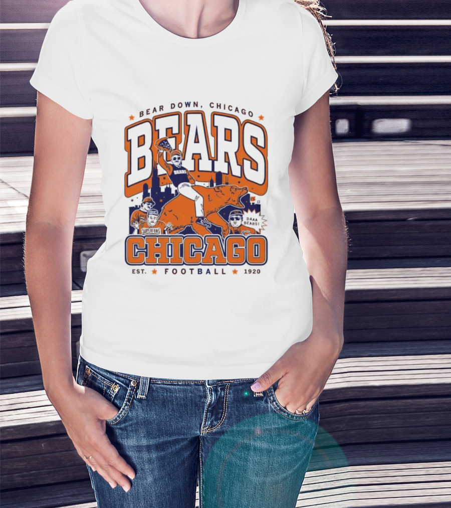 Bear Down Chicago Bears Est 1920 Football Skyline Daa Bears T-Shirt