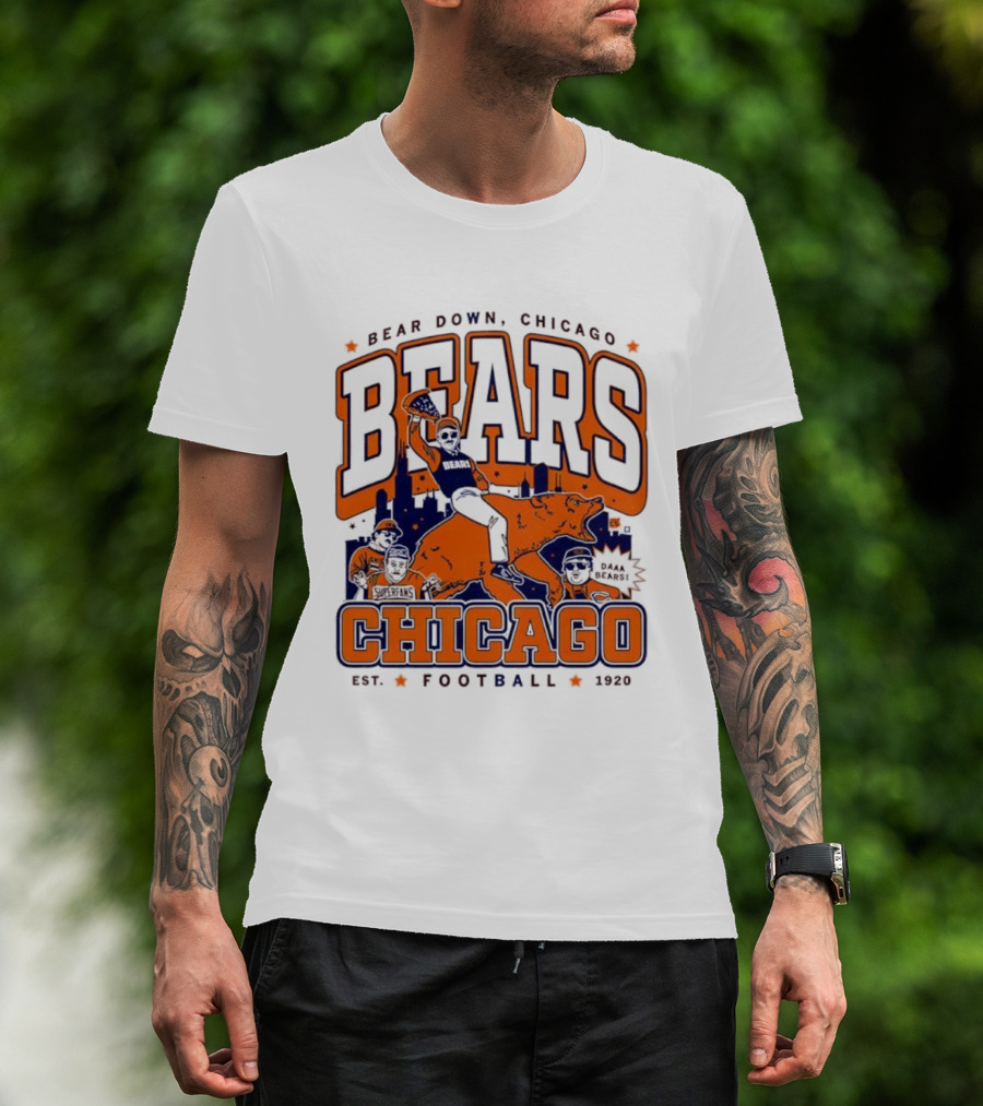 Bear Down Chicago Bears Est 1920 Football Skyline Daa Bears T-Shirt