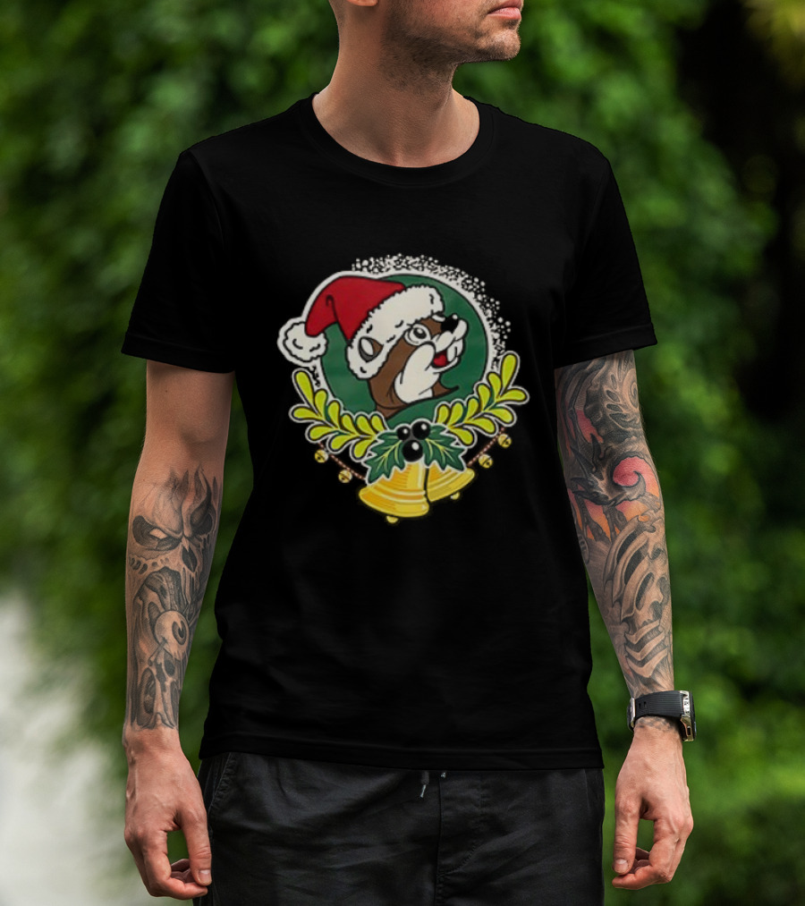Buc-ee's Christmas 2025 Jingle All The Way Santa Beaver Holiday Cheer T-Shirt