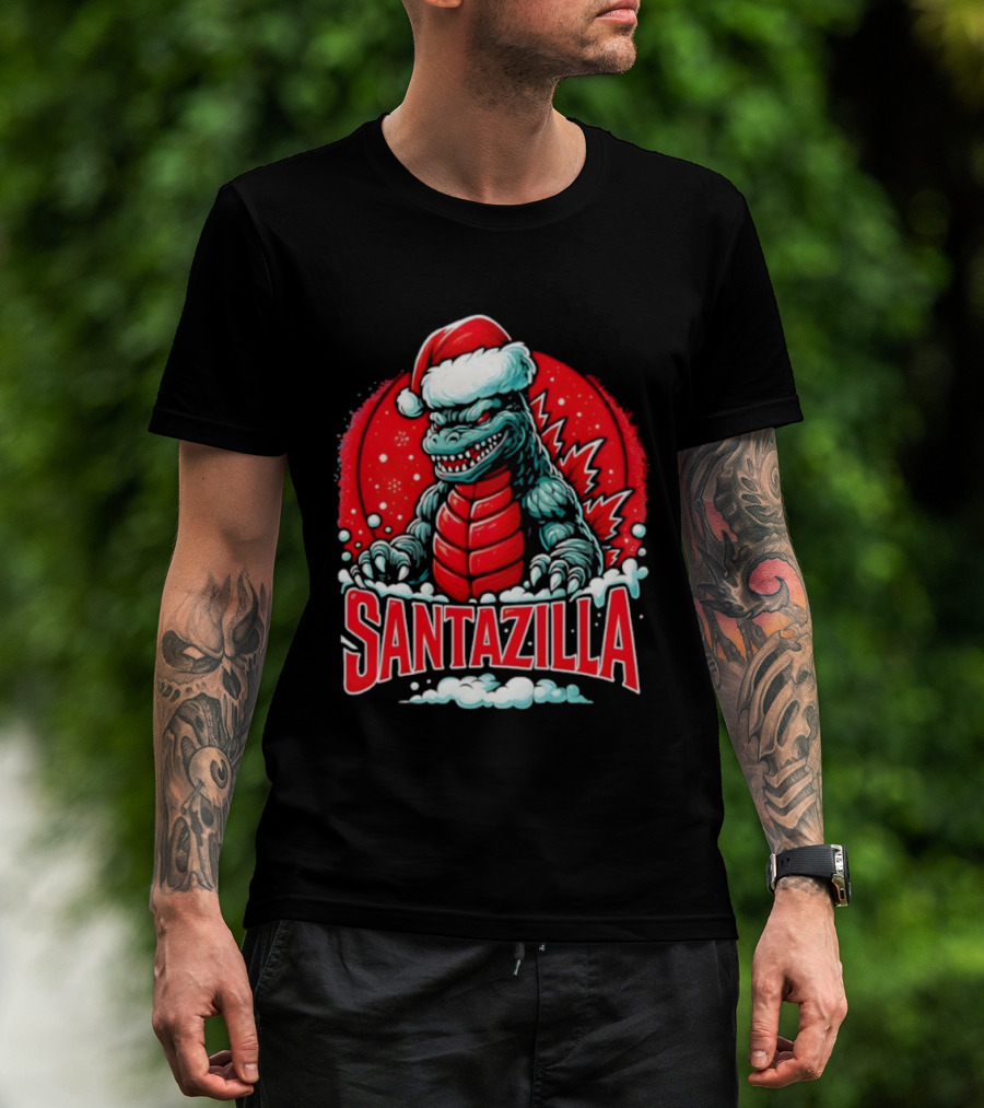 Santazilla Godzilla Christmas Monster Ornament Holiday Fun T-Shirt
