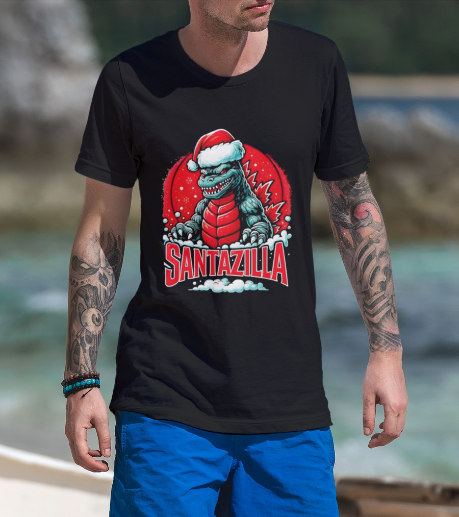 Santazilla Godzilla Christmas Monster Ornament Holiday Fun T-Shirt