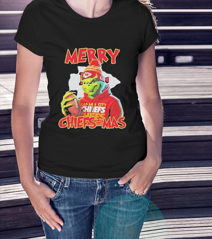 Merry Chiefsmas Grinch Kansas City Chiefs Football T-Shirt