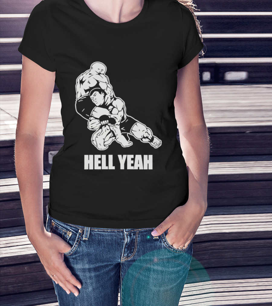 Hell Yeah Double Leg Takedown Wrestling Action T-Shirt