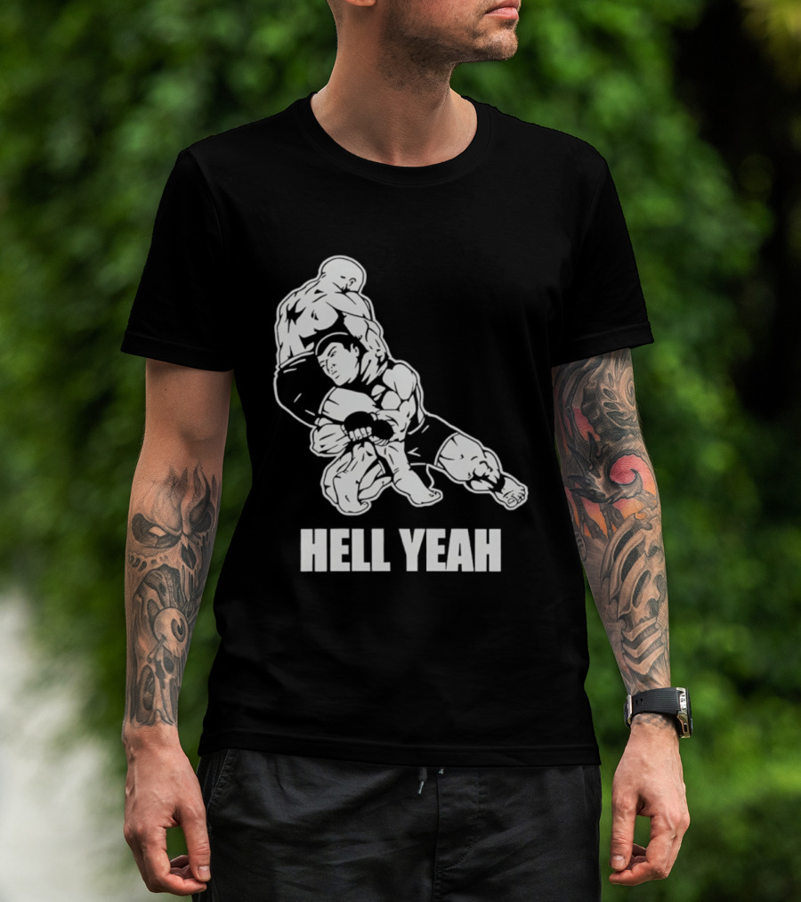 Hell Yeah Double Leg Takedown Wrestling Action T-Shirt