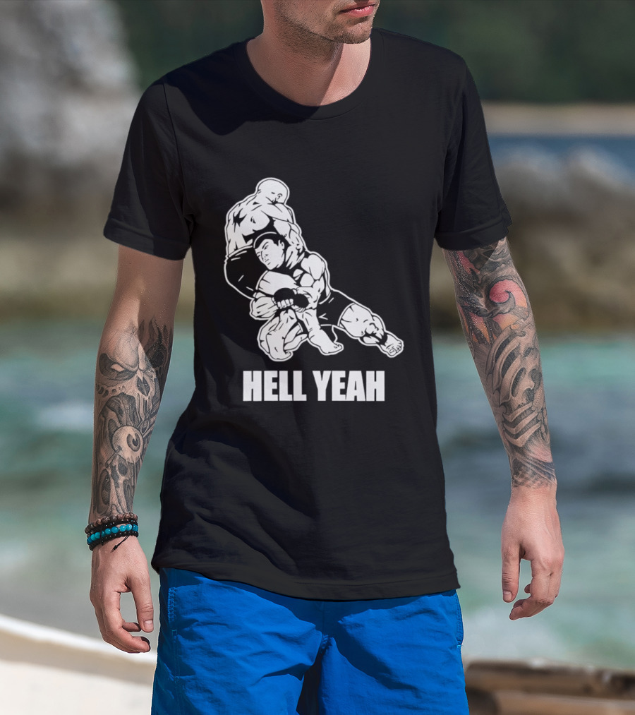 Hell Yeah Double Leg Takedown Wrestling Action T-Shirt