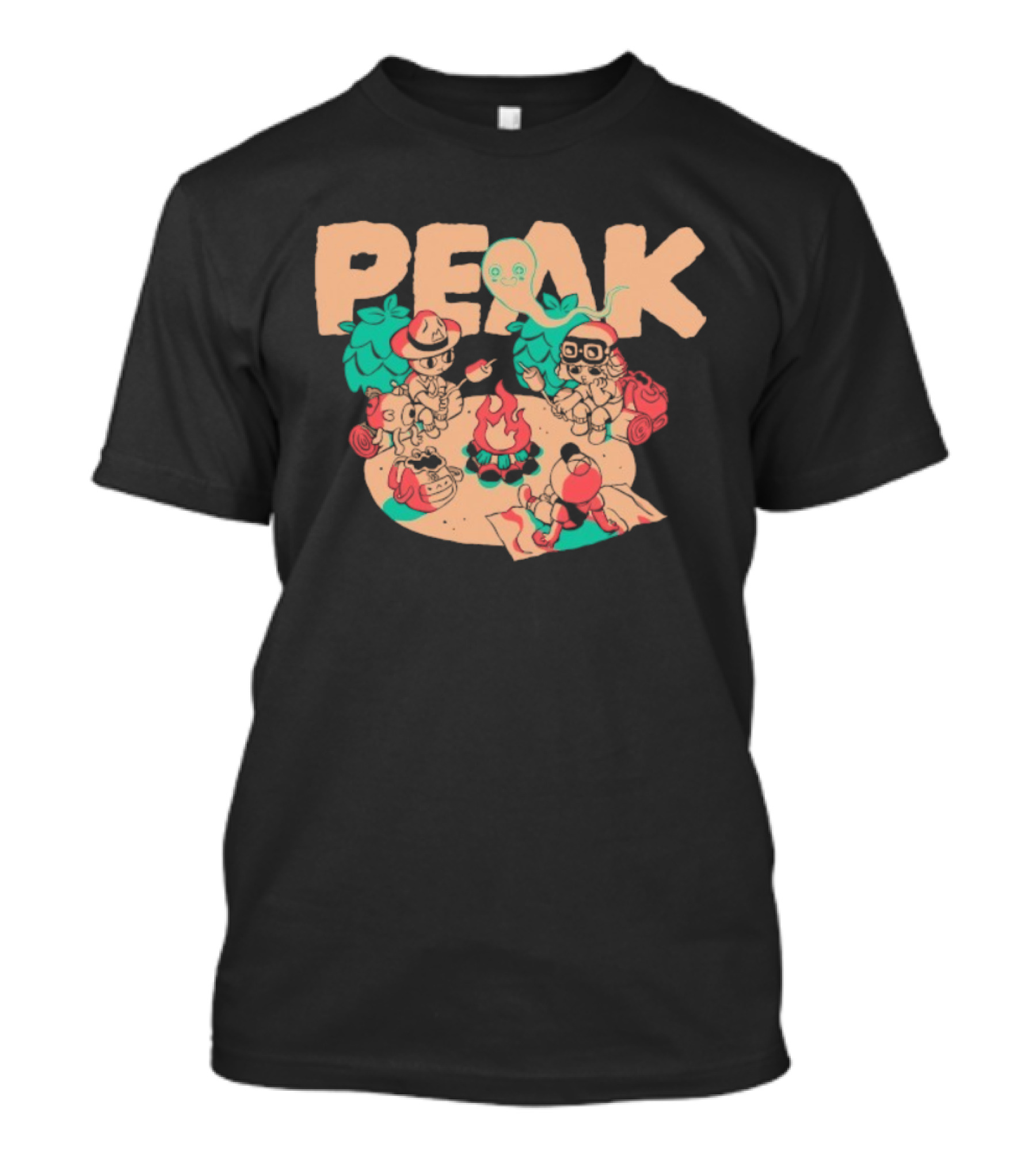 Peak Happy Campers Ghost Campfire Gathering T-Shirt