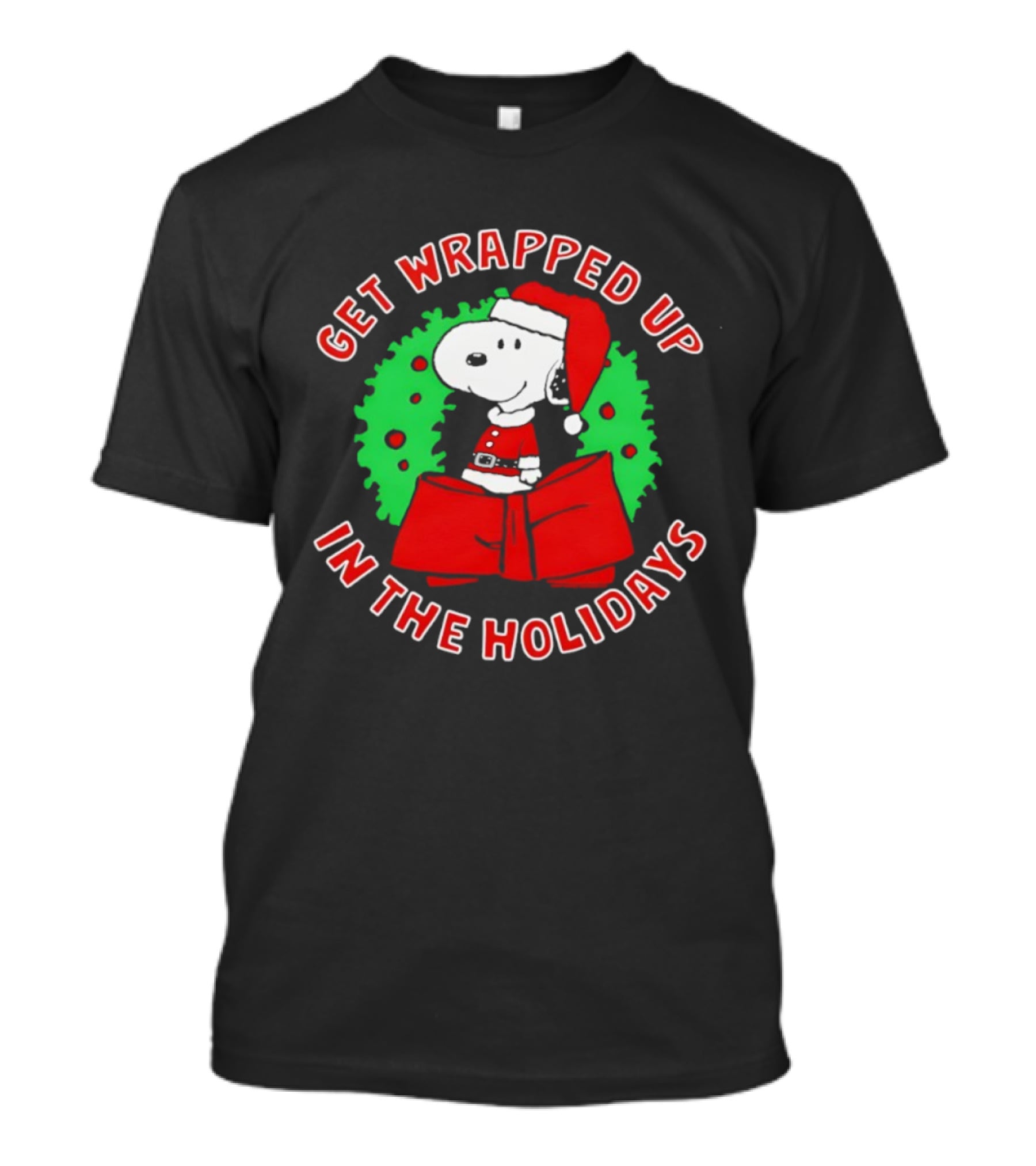 Peanuts Snoopy Get Wrapped Up In The Holidays Santa Christmas T-Shirt