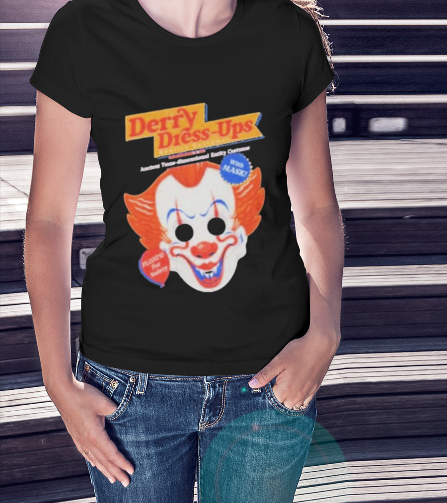 Derry Dress-Ups Clown Mask Costume Pennywise Tribute T-Shirt