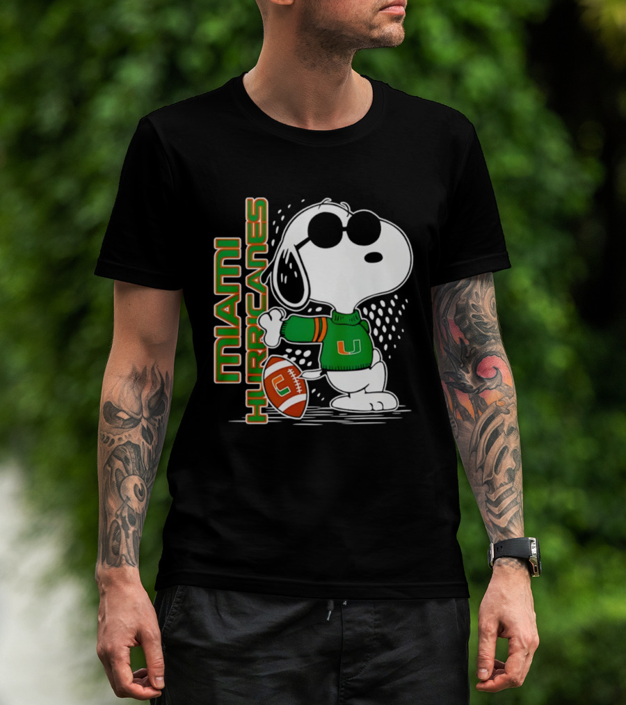 Snoopy Joe Cool Miami Hurricanes Football Style Spirit T-Shirt