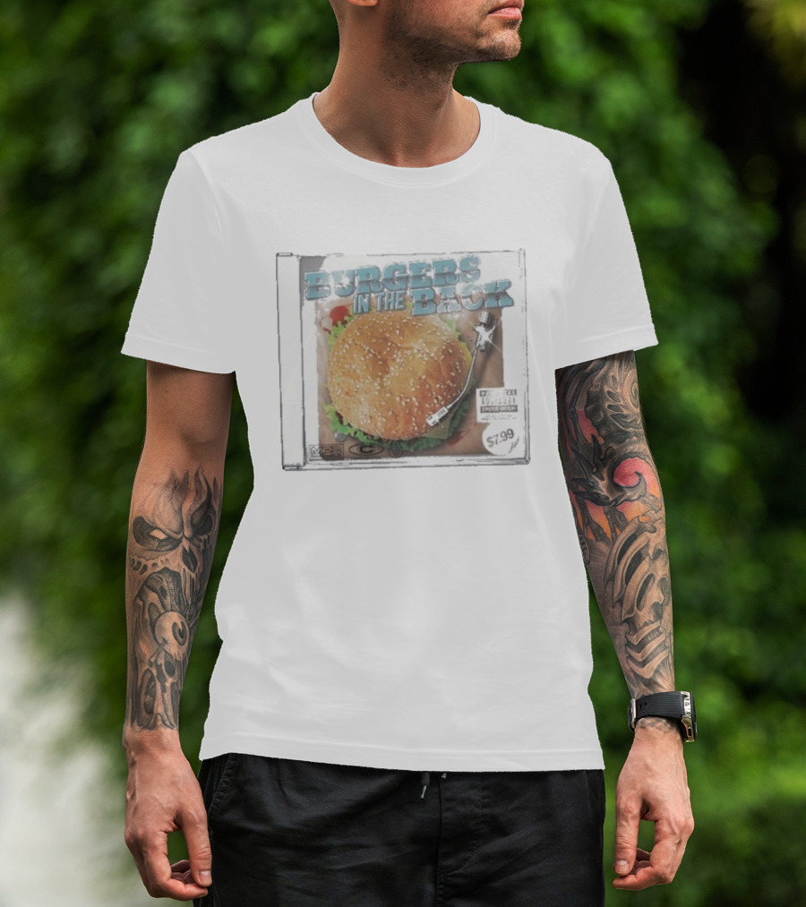 Burgers In The Back Album Cover Turntable MP3 Parental Advisory $7.99 T-Shirt