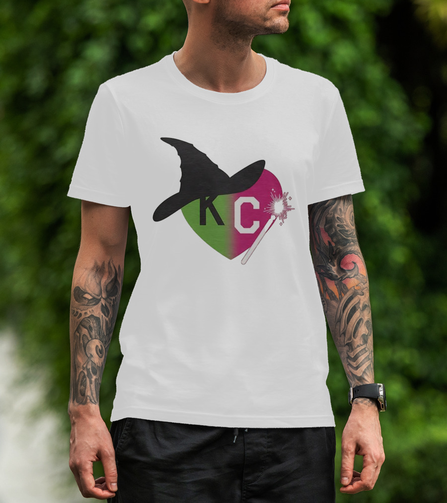 Witch Hat KC Heart Magic Wand Design T-Shirt