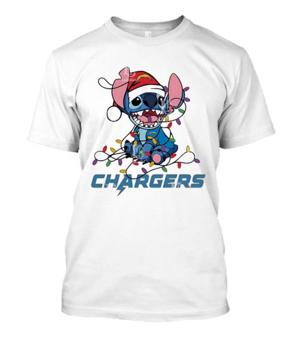 Stitch Christmas Lights Chargers Los Angeles Ornament T-Shirt