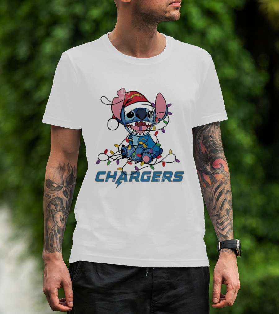 Stitch Christmas Lights Chargers Los Angeles Ornament T-Shirt