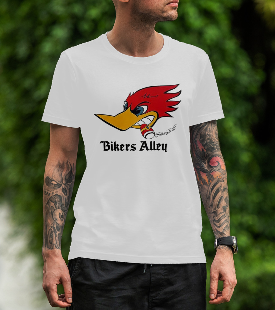 Woody Bikers Alley Cartoon Character Head With Bandana T-Shirt